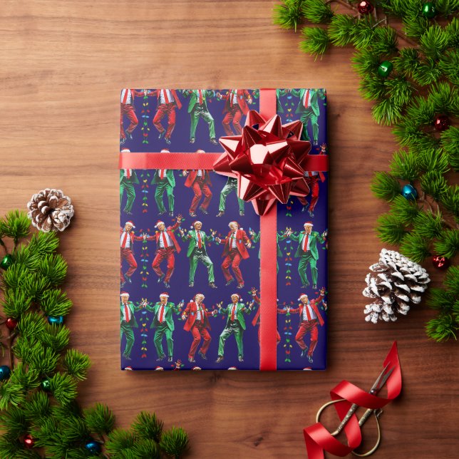 Papier Cadeau Trump Danse | Trump Santa Hat danse Noël (Cadeau de vacances)