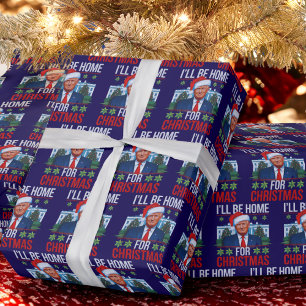 Papier Cadeau Trump Je serai à la maison pour Noël