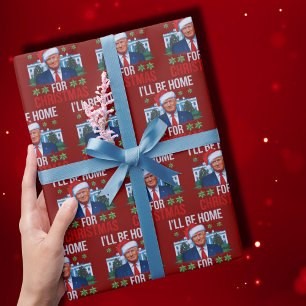 Papier Cadeau Trump mignon Je serai à la maison pour Noël laid
