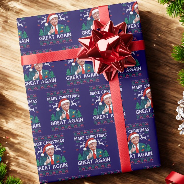 Papier Cadeau Trump rend Noël super à nouveau laide bleu (Créateur téléchargé)