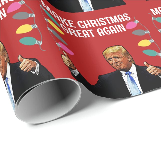 PAPIER CADEAU TRUMP RENDRE NOËL GRAND 2024 (Coin rond)