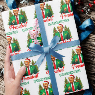 Papier Cadeau Trump Santa Hat Wrap   Père Noël Président favori