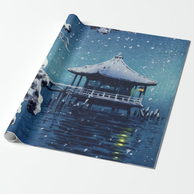 Papier Cadeau Tsuchiya Koitsu - Neige sur l'Ukimido à Katada (Déroulé)