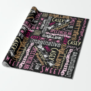 Papier Cadeau Tu es génial ! Motif des mots de nom