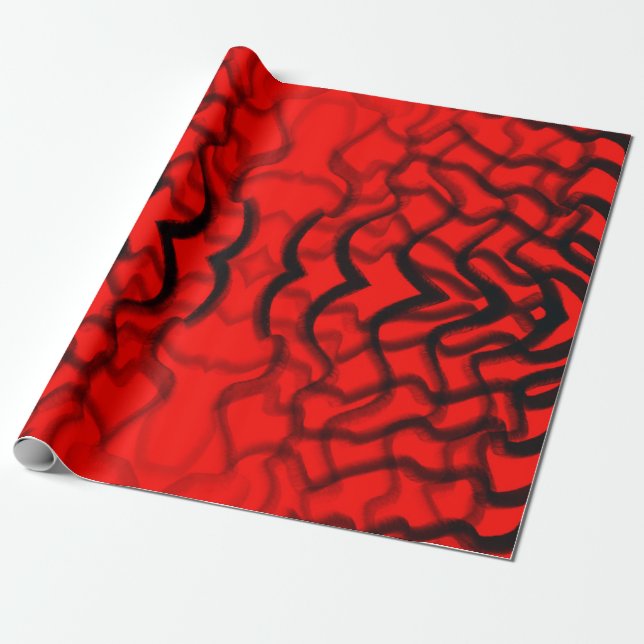Papier Cadeau Tubulaire Noir Et Rouge (Déroulé)
