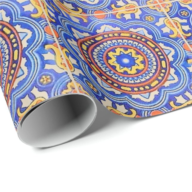 Papier Cadeau Tuile de Talavera (Coin rond)