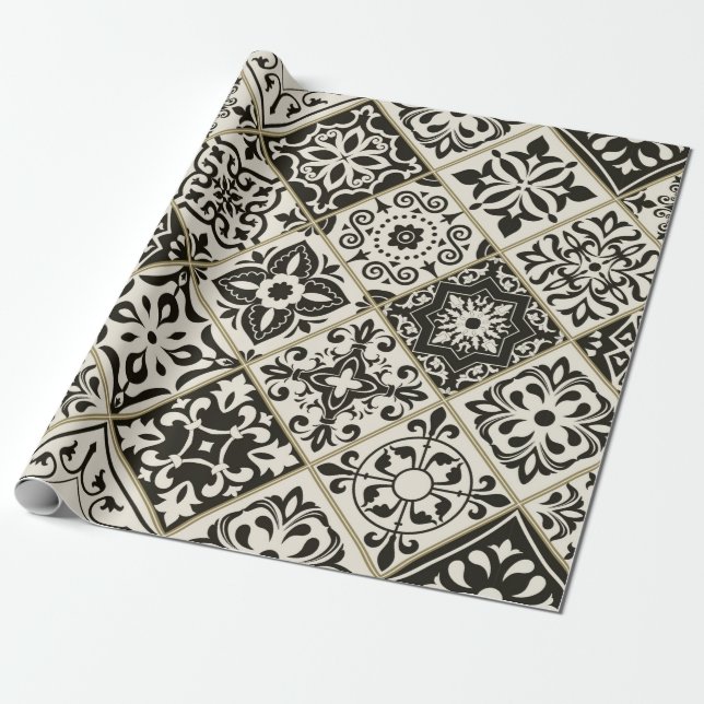 Papier Cadeau Tuile en patchwork sans couture avec Islam, arabe, (Déroulé)