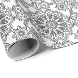 Papier Cadeau Tuile grise et blanche de beau Boho de Talavera