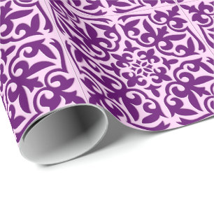 Papier Cadeau Tuile marocaine - pourpre et orchidée