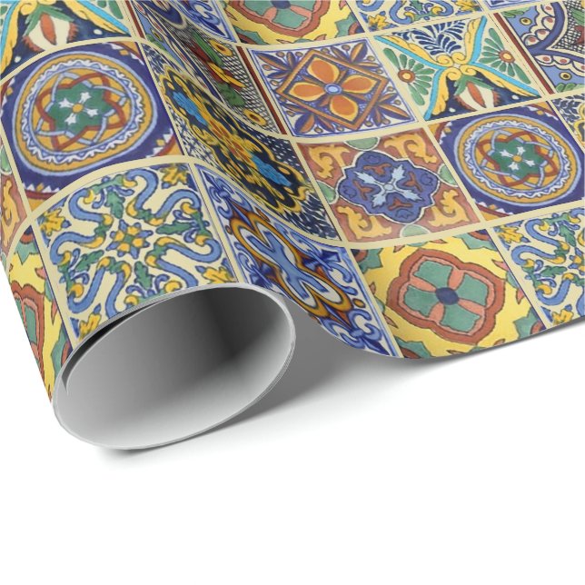 Papier Cadeau Tuiles de Talavera de Mexicain (Coin rond)