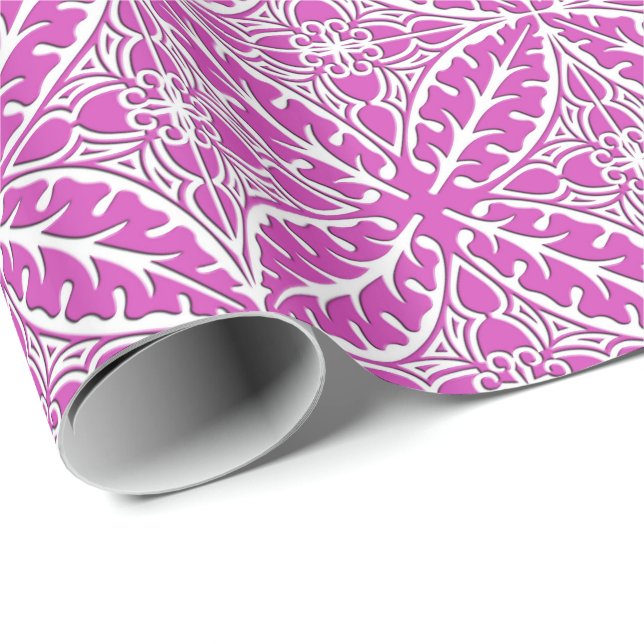 Papier Cadeau Tuiles marocaines - orchidée et blanc (Coin rond)