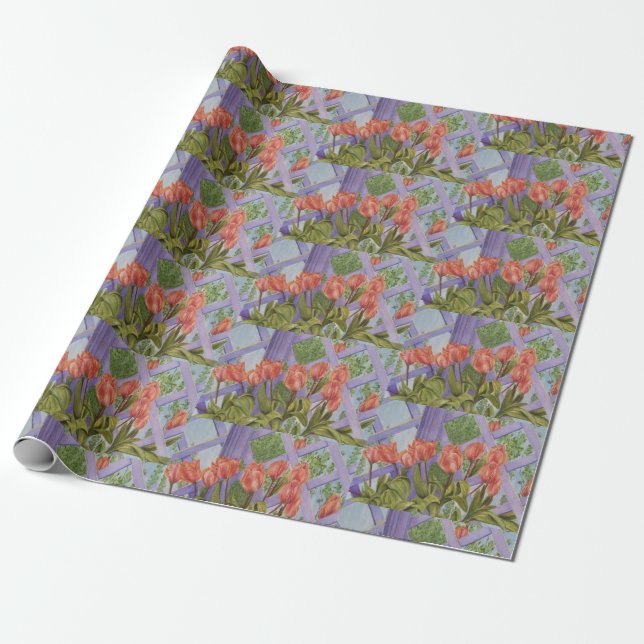 Papier Cadeau Tulipes orange (Déroulé)