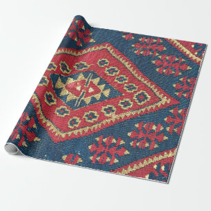 Papier Cadeau Turc Kilim Tapis tapis Antique Rouge Bleu