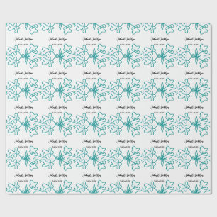 Papier Cadeau Turquoise bleu couple mariage date flstylish