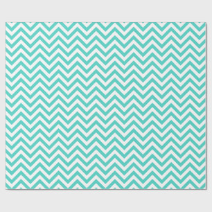 Papier Cadeau Turquoise bleu et blanc Zigzag Grandes Motif Chevr