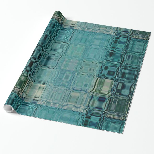 Papier Cadeau Turquoise bleu MVB - FauxGlass -Papier d'enveloppe (Déroulé)