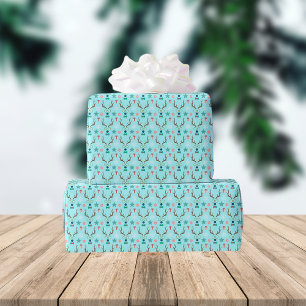 Papier Cadeau Turquoise Blue Boy Reindeer Mélange Motif
