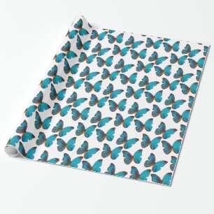 Papier Cadeau Turquoise Blue Rainforest Butteflies Motif
