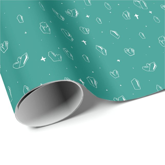 Papier Cadeau Turquoise cristal Outline Mystique (Coin rond)