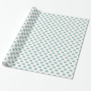 Papier Cadeau Turquoise Cute Elephant Motif
