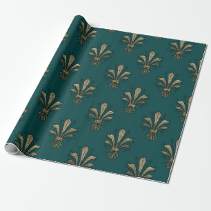 Papier Cadeau Turquoise et noir Paris Fleur de Lis