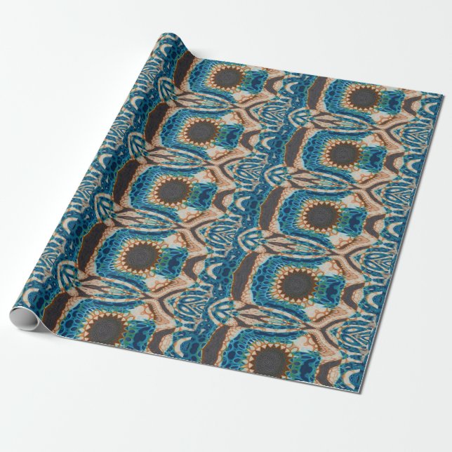Papier Cadeau Turquoise Gold Sun Southwestern Art (Déroulé)