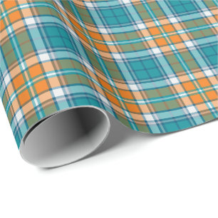 Papier Cadeau Turquoise lumineuse et motif sportif orange de