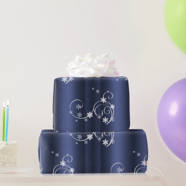 Papier Cadeau Turquoise métallique, Fils blancs Noël (Créateur téléchargé)
