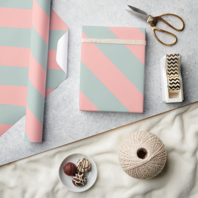 Papier Cadeau Turquoise Pêche Pastel Couleur Tons Grandes Têtes  (Artisanat)