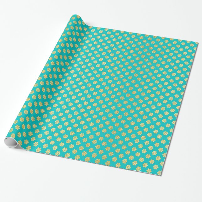 Papier Cadeau Turquoise Tiffany et étincelle de fleur de (Déroulé)
