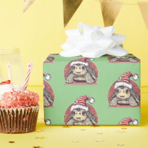 Papier Cadeau Turtle de Noël mignonne portant Noël