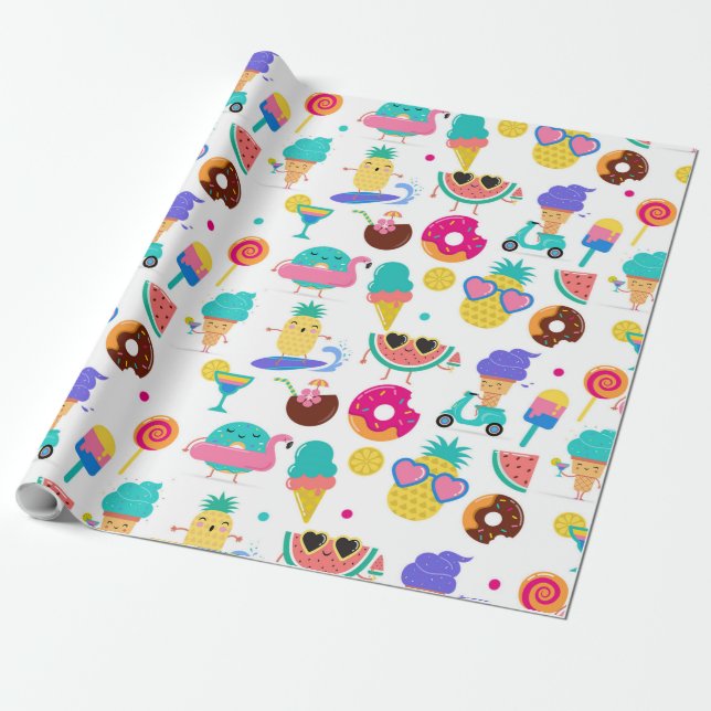 Papier Cadeau Tutti Fruitti Summer Fruit Ice Cream Soirée (Déroulé)