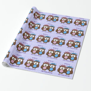 Papier Cadeau twin owl princess