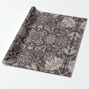 Papier Cadeau Two colors Vintage seamless pattern. Contour arabi