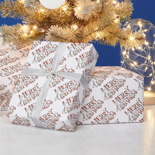 Papier Cadeau Typographe de Merry Christmas (Vacances)