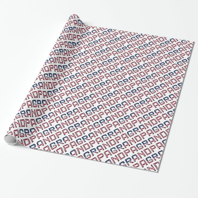 Papier Cadeau Typographie américaine Grandpa Stars et Stripes (Déroulé)