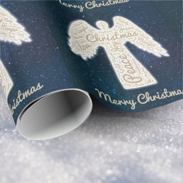 Papier Cadeau Typographie chrétienne personnalisée Angel Joyeux  (Créateur téléchargé)