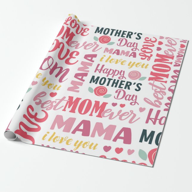 Papier Cadeau Typographie de la fête des mères (Déroulé)