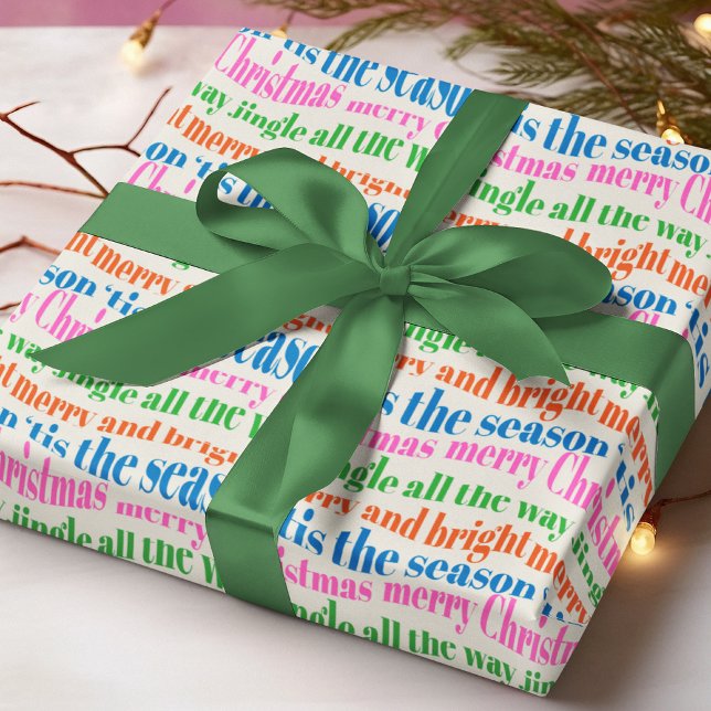 Papier Cadeau Typographie de Noël festive Vacances modernes (Créateur téléchargé)