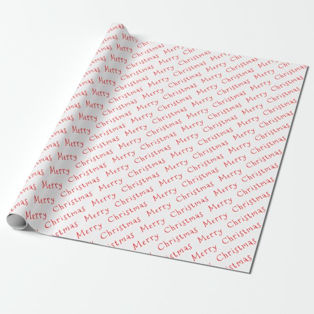 Papier Cadeau Typographie de Noël Rouge sur papier blanc (Déroulé)