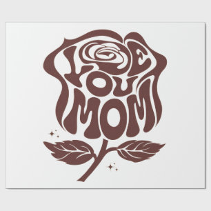 Papier Cadeau Typographie de rose pour maman que j'aime