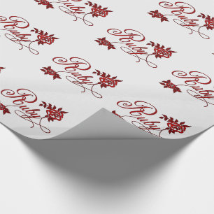 Papier Cadeau Typographie de rubis avec rouge et blanc Rose