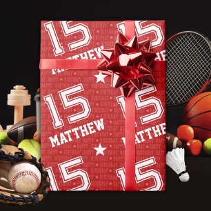 Papier Cadeau Typographie du 15e anniversaire Rouge