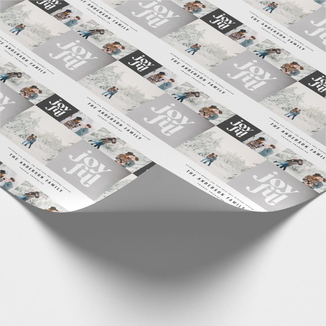 Papier Cadeau Typographie géométrique moderne Silver chic noël (Coin)