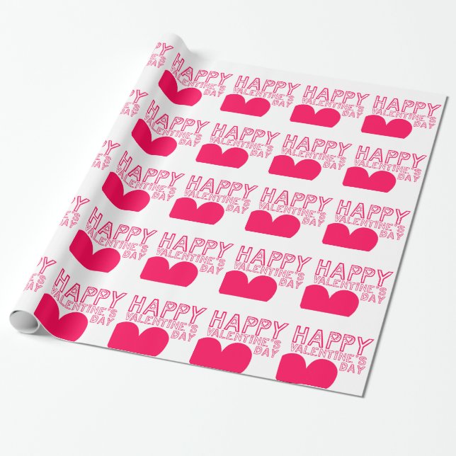 Papier Cadeau typographie Heureuse Sainte-Valentin Cute (Déroulé)