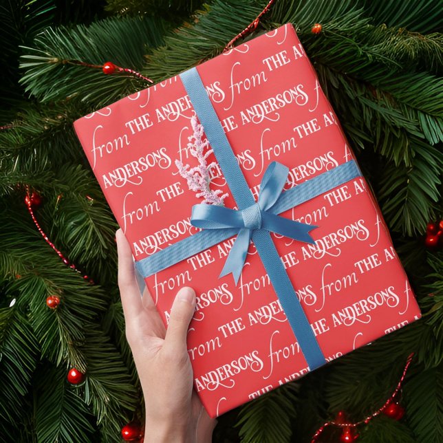 Papier Cadeau Typographie moderne Noël Motif personnalisé Famill (Créateur téléchargé)