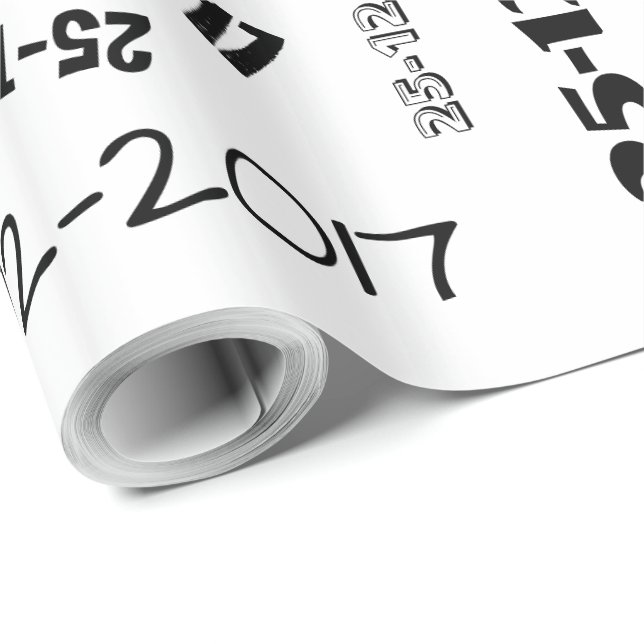 Papier Cadeau Typographie personnalisée en noir et blanc (Coin rond)