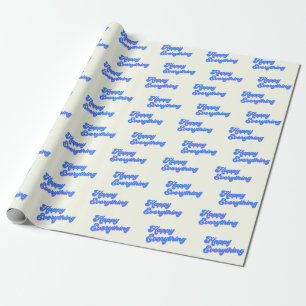 Papier Cadeau Typographie rétro Bleu brillant Happy Tout