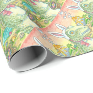 PAPIER CADEAU TYRANNOSAURUS T REX, DINO EASTER WRAPPER PAPIER