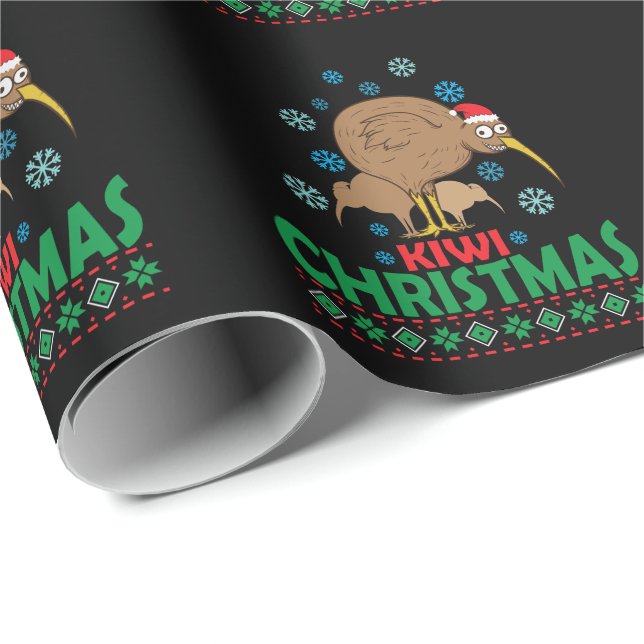 Papier Cadeau Ugly Christmas et Kiwi Vogel (Coin rond)